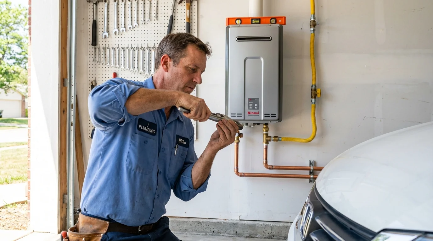 Tankless water heater installation by a Johns Plumbing LLC plumber in Clarence